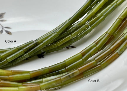 4x13-14 mm Tube Shape Natural Canadian Nephrite Jade Gemstone Beads Genuine Multi Green Jade Gemstones Loose Beads 15.5 Inches Strand #3149