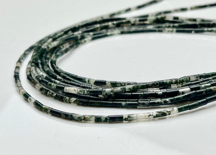 2x4 mm Tube Shape Natural Moss Agate Gemstone Beads Genuine Multi Green Agate Gemstones Loose Spacer Beads 15.5 Inches Strand #3914