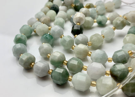 9x10mm 10.5x12mm AAA Half Strand Faceted Energy Prism Cut Burmese Jade Gemstone Genuine Double Terminated Points Natural Green Jade #3601