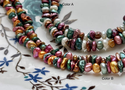 6-7 mm Green Pink Champagne Brown Natural White Keshi Freshwater Pearl Beads Genuine High Luster Center Drilled Rondelle Disc Beads #P1879