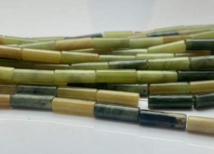4x13-14 mm Tube Shape Natural Canadian Nephrite Jade Gemstone Beads Genuine Multi Green Jade Gemstones Loose Beads 15.5 Inches Strand #3149