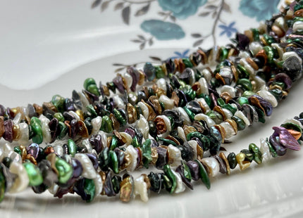 6-7 mm Brown Champagne Green Natural White Color Keshi Freshwater Pearl Beads Center Drilled Cornflake Shape Keshi Chip Petal Pearls #P1856