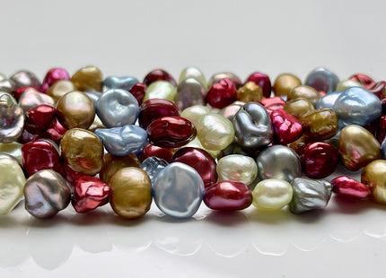 9-11 mm Burgundy Baby Blue Green Gray Natural White Keshi Nugget Freshwater Pearl Beads Genuine Center Drilled Keshi Nugget Pearls #P1891