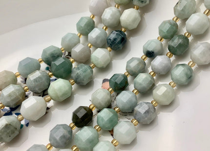 9x10mm 10.5x12mm AAA Half Strand Faceted Energy Prism Cut Burmese Jade Gemstone Genuine Double Terminated Points Natural Green Jade #3601
