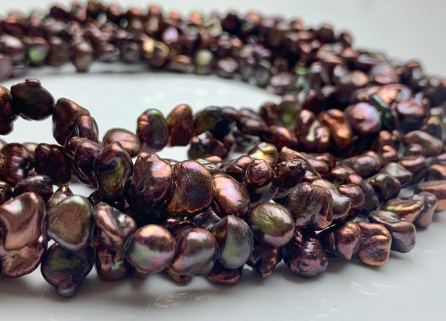7-8 mm OR 10-11 mm Bronze Color Keshi Freshwater Pearl Nugget Beads Dark Brown Keshi Nugget Pearls Genuine Keshi Nugget Pearls #1200