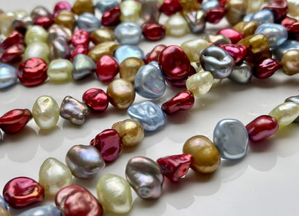 9-11 mm Burgundy Baby Blue Green Gray Natural White Keshi Nugget Freshwater Pearl Beads Genuine Center Drilled Keshi Nugget Pearls #P1891
