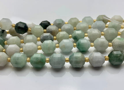 9x10mm 10.5x12mm AAA Half Strand Faceted Energy Prism Cut Burmese Jade Gemstone Genuine Double Terminated Points Natural Green Jade #3601