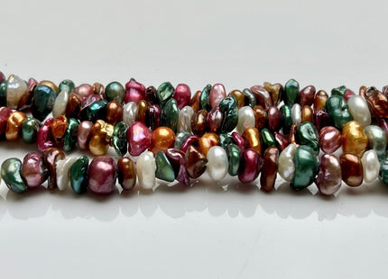 6-7 mm Green Pink Champagne Brown Natural White Keshi Freshwater Pearl Beads Genuine High Luster Center Drilled Rondelle Disc Beads #P1879