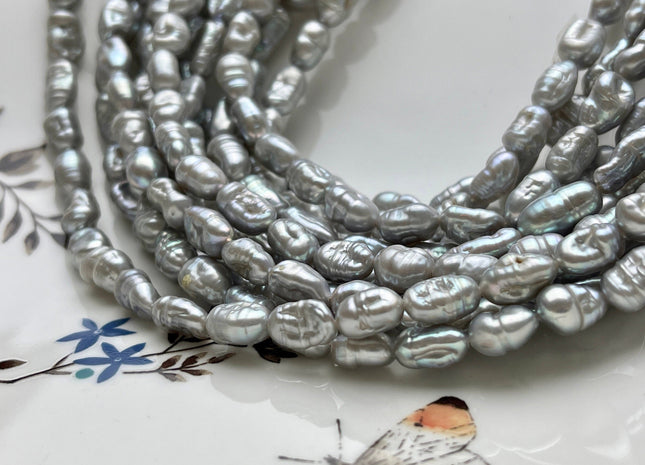 6-7x8-12 Gray Color Keshi Nugget Freshwater Pearl Beads Very Rare Genuine Freshwater Small Keshi Rice Nugget Pearls #P1896