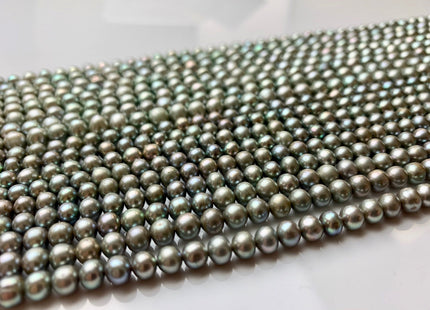 4 mm Rare Grayish Sage Green Small Potato Freshwater Pearl Beads Sage Green Color Genuine Freshwater Potato Seed Pearl #1237