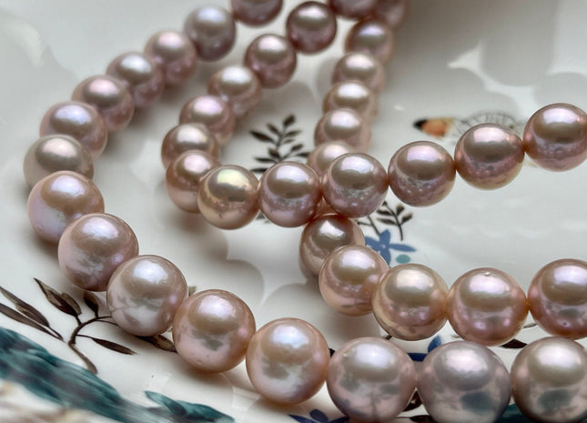 10-11.5mm AAAAA Very Rare Natural Mauve Pink Freshwater Round Edison Pearl Bead High Luster Genuine Purple Edison Pearl 38 Beads #P1893