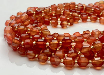 5x6mm 7x8mm AAA Faceted Energy Prism Cut Carnelian Gemstone Beads Genuine Double Terminated Points Orange Red Carnelian 15.5 Inches #3653