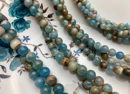 6mm 8mm 10mm 12mm Smooth Round Natural Argentina Lemurian Aquatine Calcite Gemstone Beads Genuine Blue Orange Brown Beads 15.5 Inches #3781