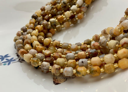 5x6mm Faceted Energy Prism Cut Brown Crazy Jasper Gemstone Genuine Double Terminated Points Multi Brown Color 15.5 Inches 49 Pieces #3578