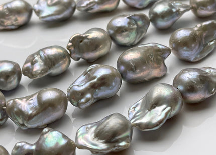 15-18x20-26 mm AAA Jumbo Gray Baroque Freshwater Pearl Beads Cultured Gray Baroque Genuine Freshwater Baroque Pearls 16-17 Beads #P1785