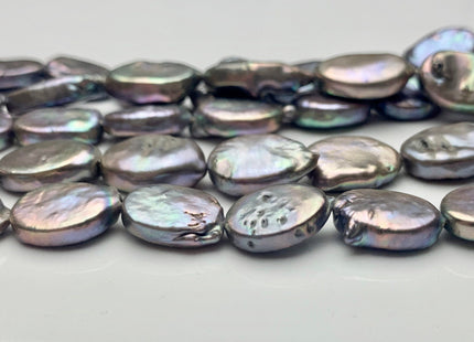 10-11 x 15-16 mm Silver Pinkish Gray Flat Oval Cultured Freshwater Pearl Beads, Oval Shape Genuine Freshwater Pearls #417
