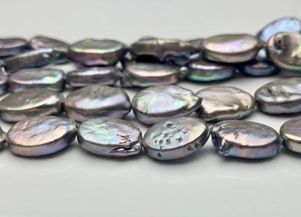 10-11 x 15-16 mm Silver Pinkish Gray Flat Oval Cultured Freshwater Pearl Beads, Oval Shape Genuine Freshwater Pearls #417