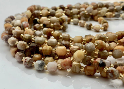 5x6mm Faceted Energy Prism Cut Brown Crazy Jasper Gemstone Genuine Double Terminated Points Multi Brown Color 15.5 Inches 49 Pieces #3578