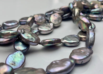 10-11 x 15-16 mm Silver Pinkish Gray Flat Oval Cultured Freshwater Pearl Beads, Oval Shape Genuine Freshwater Pearls #417