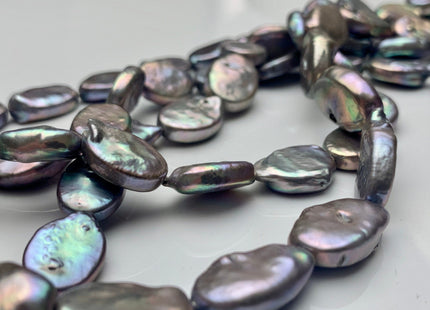 10-11 x 15-16 mm Silver Pinkish Gray Flat Oval Cultured Freshwater Pearl Beads, Oval Shape Genuine Freshwater Pearls #417