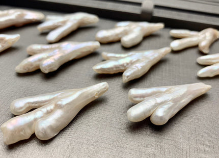 One-Of-A-Kind AAA Rare Natural White Chicken Feet Shape GenuineTop Drilled Pearl Beads High Luster Large Hole 1.2mm Biwa Pearl Beads #P1125
