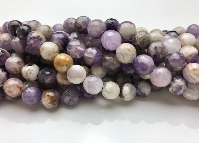 WHOLESALE 4mm 6mm 8mm 10mm 12mm AAA Faceted Round Flower Amethyst Gemstone Beads Natural Color Genuine Flower Amethyst Beads #2244