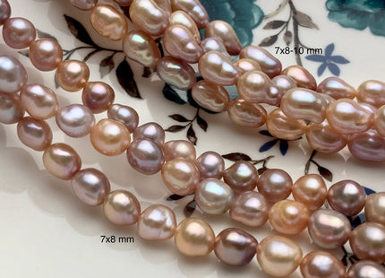7x8-10mm AAAA Natural Mixed Pink Mauve High Luster Baby Edison Baroque Freshwater Pearls Beads Genuine Quality Tear Drop Edison Pearl #P1668