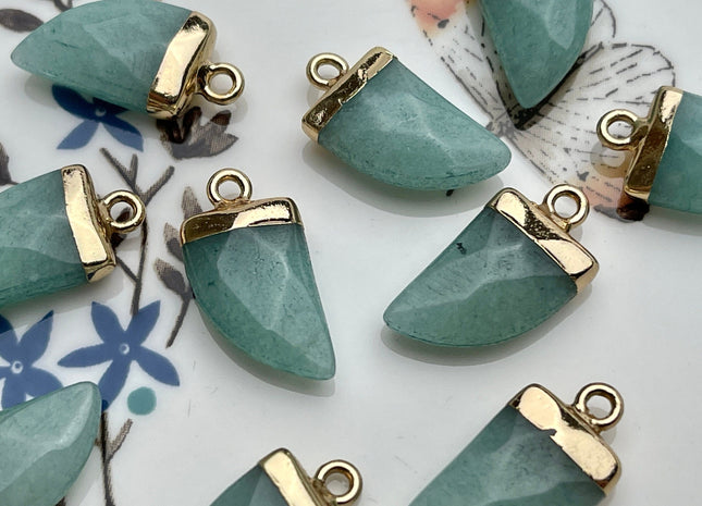 Gemstone Shark Tooth Horn Shape Charms for Necklace, Jade Lapis Labradorite Gemstone Pendant for Jewelry Making, 10x20 mm, One Piece #CR0051