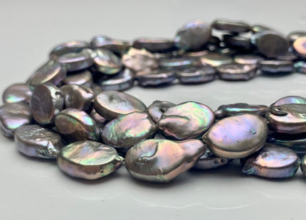 10-11 x 15-16 mm Silver Pinkish Gray Flat Oval Cultured Freshwater Pearl Beads, Oval Shape Genuine Freshwater Pearls #417