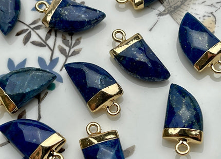 Gemstone Shark Tooth Horn Shape Charms for Necklace, Jade Lapis Labradorite Gemstone Pendant for Jewelry Making, 10x20 mm, One Piece #CR0051