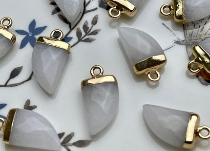Gemstone Shark Tooth Horn Shape Charms for Necklace, Jade Lapis Labradorite Gemstone Pendant for Jewelry Making, 10x20 mm, One Piece #CR0051