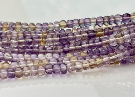 5-7mm Natural Ametrine Large Hole Gemstone Beads Smooth Rondelle Genuine Yellow Purple Ametrine Beads Hole Size 1.0mm 8 Inches Strand #4235