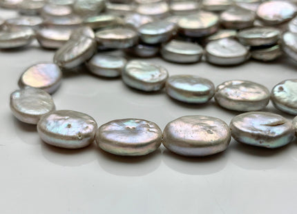 11-12x15-16 mm Silver Gray Freshwater Oval Coin Pearl Beads Genuine Coin Pearls High Luster Gray Oval Coin Pearl Beads #1791