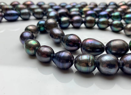 11x12-12x15 mm Large Hole Peacock Rice/Oval Genuine Freshwater Pearl Beads 2.2 mm Hole Cultured Peacock Large Size Freshwater Pearls #1499