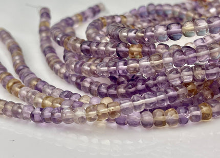 5-7mm Natural Ametrine Large Hole Gemstone Beads Smooth Rondelle Genuine Yellow Purple Ametrine Beads Hole Size 1.0mm 8 Inches Strand #4235