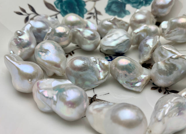 15-20x24-30 mm AAA Jumbo Size Freshwater Baroque Pearl Beads Genuine High Luster And Quality Natural White Baroque Pearls #1546