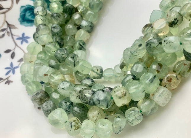 7-11mm Smooth Round Cube Dice Square Shape Prehnite Beads Natural Multi Green Color Prehnite Gemstone 15.5 Inches 45-46 Pieces #3693