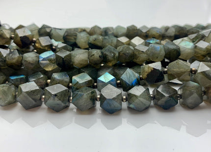 5-6mm 8mm Natural Color Faceted Tumble Prism Cut Labradorite Gemstone Beads Genuine Natural Gray Labradorite Beads 8 inches Strand #3732
