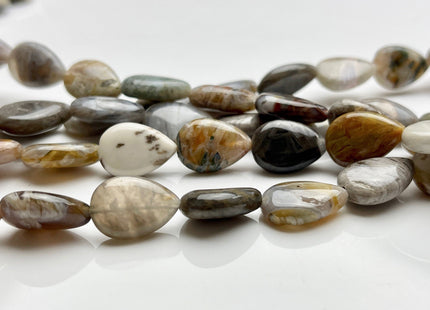 10-11x15 mm Natural Brown Gray Jasper Gemstone Flap Heart Shape Beads Genuine Brown Gray Color Jasper Heart Gemstone Beads #3881