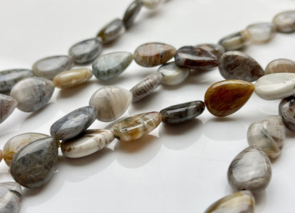 10-11x15 mm Natural Brown Gray Jasper Gemstone Flap Heart Shape Beads Genuine Brown Gray Color Jasper Heart Gemstone Beads #3881