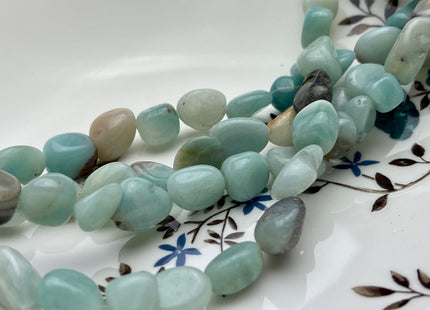 10-12x12-15mm Natural Brown And Blue Color Amazonite Gemstone Irregular Nugget Beads Genuine Amazonite Irregular Nugget Gemstone Beads #3848