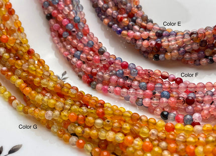 WHOLESALE 4 mm Faceted Round Mixed Color Agate Gemstone Beads Mixed Orange Pink Black Purple Beige Color Agate Beads 14 Inches #3789