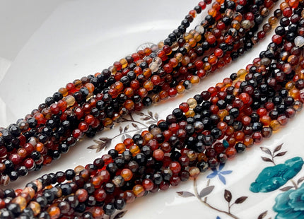 WHOLESALE 4 mm Faceted Round Mixed Color Agate Gemstone Beads Mixed Orange Pink Black Purple Beige Color Agate Beads 14 Inches #3789