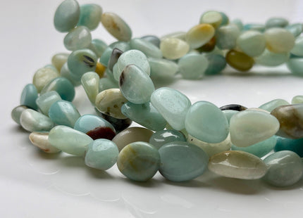 10-12x12-15mm Natural Brown And Blue Color Amazonite Gemstone Irregular Nugget Beads Genuine Amazonite Irregular Nugget Gemstone Beads #3848