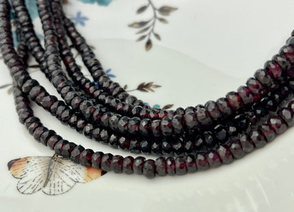 5-6mm Faceted Rondelle Red Garnet Large Hole Gemstone Bead Genuine Natural Garnet Loose Bead 8 Inches Strand Hole Size 1.0mm #4230