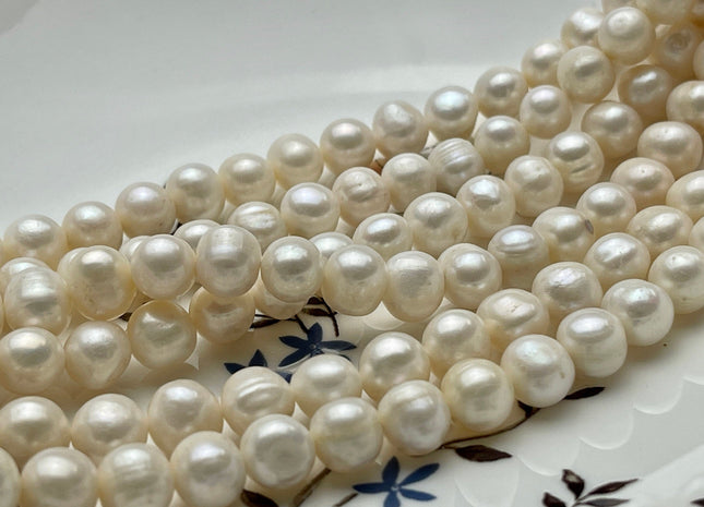 8.5-9 mm Natural White Potato Freshwater Pearls Genuine Natural Freshwater Pearl Beads White Freshwater Pearls 46 Beads #P2055
