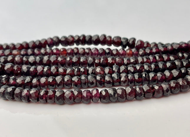 5-6mm Faceted Rondelle Red Garnet Large Hole Gemstone Bead Genuine Natural Garnet Loose Bead 8 Inches Strand Hole Size 1.0mm #4230