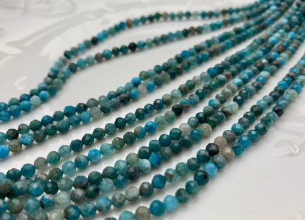 BEST DEAL 3 mm Natural Faceted Round Apatite Gemstone Beads Genuine Natural Blue Apatite Gemstone Loose Beads 15.5 Inches Strand #2057
