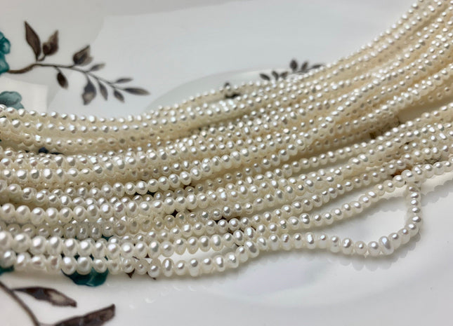 WHOLESALE 2.5x3 mm AA Natural White Potato Freshwater Seed Pearl Beads Genuine High Luster Tiny Freshwater Pearls Shiny Seed Pearls #1408
