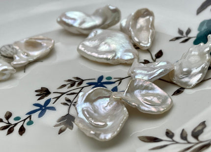 2 Pieces 18-22 x 25x28 mm Limited Edition Rare Irregular Keishi Natural White Freshwater Pearl Beads, Genuine Natural Cultured Pearls #456